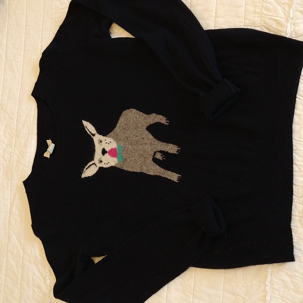 J. Crew French Bulldog Wool blend Sweater Women's Small